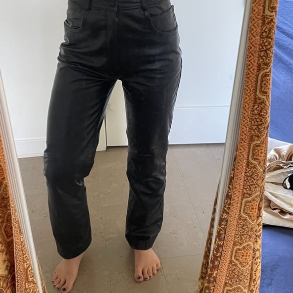 🔥 Giorgio Milenti Black Leather Pants – Size 26 Waist 🔥 - Picture 3 of 6